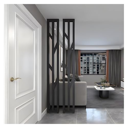 Moderno divisor de habitación de metal ajustable de suelo a techo para sala de estar y oficina, elegante columna negra de 235 cm de altura, solución de ahorro de espacio.
