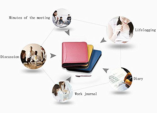 ZZ Lighting Executive Zippered Professional Business Planner Zipper 6-Ring Binder Organizer Packet Portfolio with Filler Paper Calculator Card Bag（B5 Black） - Thumbnail 6