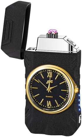 Rechargeable Windproof Plasma Lighter with Luxury Design LED Light 75° Slant Bar Fast USB Charging Auto Shut-Off – Perfect for Outdoor Adventures and Gifts(Frosted Black)