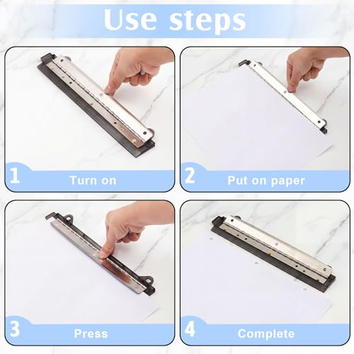 Image of 2 Pcs 3 Hole Puncher for Binder Portable 3 Hole Puncher for Ring Binders with 10 inch Ruler 5 Sheets Capacity for Office and School Supplies (Black)