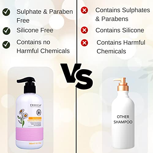 FREECIA® Professional Chamomile Color Treated Shampoo, Anti-Dandruff | Nourishment | Best Shampoo & Conditioner | Shine | Smoothness | Knot-Free Look | Unisex | 300ml