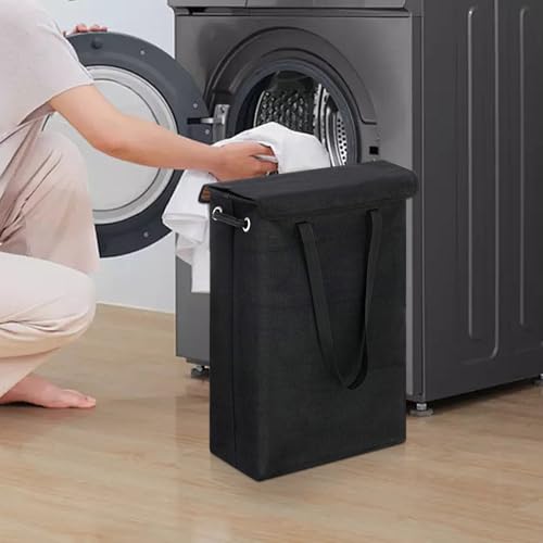 Panier à linge avec couvercle compact pour dissimuler le linge de maison sale - 5