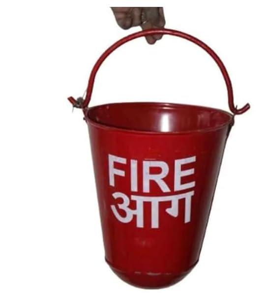 patel enterprise fire bucket 9 ltr red metal, safety equipment emergency fire fighting (pack of 1)