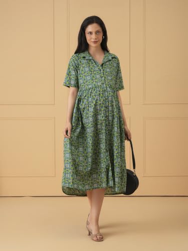 Image of The Mom Store Maternity and Nursing Dress | Pre and Post Pregnancy Dress for Womens | Zipper /Button Opening | Causal Wear | Trendy Stylish Causal Dresses for New Moms