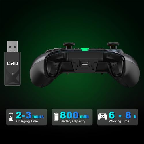 QRD FERROX M5 Wireless Controller für XBOX Series X/S, XBOX ONE, PC, mit 2,4-GHz-USB-Dongle, flexibler Makroaufzeichnung, Turbo