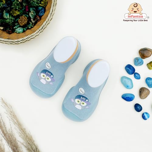 Image of Infantso Lightweight Anti-Skid Sock Shoes for Babies, Kids & Toddlers - Soft Sole Breathable Cotton Sneakers with Anti-Collision Toe, Perfect for Infants' First Walking Steps, Comfortable & Safe Fit