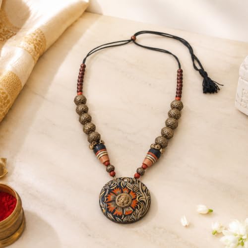Image of Handcrafted Tribal Dhokra & Floral Charm Necklace Collection | Artisan Brass, Glass & Contemporary Statement Necklaces for Women | Ethnic, Elegant & Artistic Jewelry