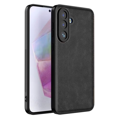 Image of Kapa Tux Leather Back Cover for Samsung Galaxy M56 | Slim Shockproof Camera Protection Bumper Case (Black)