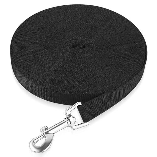Guinzaglio per Cani, Lunghina Cane 15 Metri, Guinzaglio Addestramento per Cani Lungo in Nylon con Moschettone a DGuinzaglio Cane Taglia Grande Media Piccola(15 M, Nero)