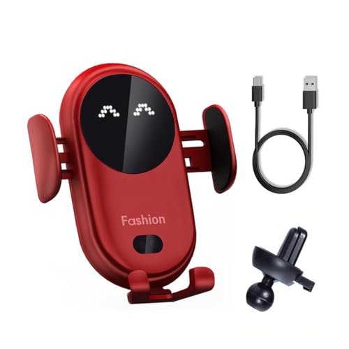 Caricabatterie Senza Fili E Supporto Per il Telefono 15W Qi Caricatore Wireless Auto Auto-Bloccaggio Auto 360°Rotazione Auto Smartphone Rosso