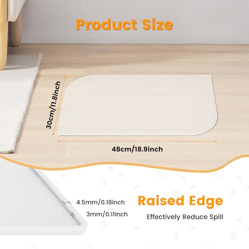 LDYOEN Dog Bowl Mat, Waterproof, Silicone, Cat & Dog Mat with Raised Edges (48 x 30 cm), transparent - Image 2