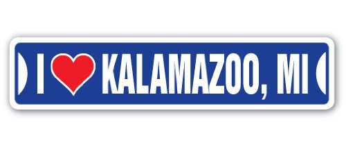 SignMissionI Love Kalamazoo, Michigan Street Sign mi City State us Wall Road décor Gift