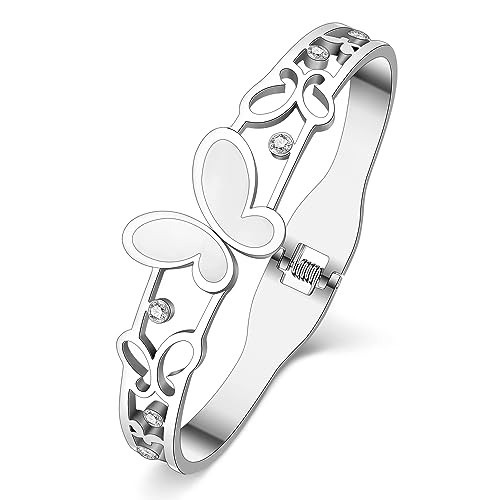 BONSNY Stainless Steel 18K Gold Silver Plated Butterfly with White