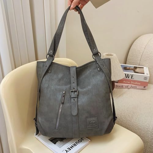 2025 Trendy Retro Large Capacity Backpack Women’s PU Leather Convertible Shoulder Bag Travel Bag for Fall Winter2