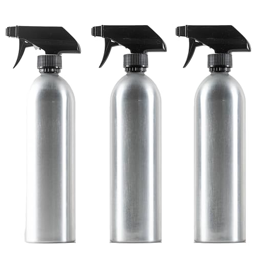 20oz Aluminum Metal Spray Bottles (3-Pack) - Household Cleaners, Restaurants, Automotive, Hair Stylist, Water, BBQ, Refillable Metal Spray bottles