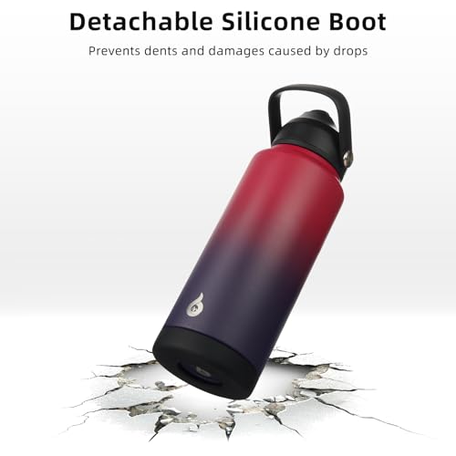 Image of BJPKPK Water Bottle with Straw Lid, 32oz Vacuum Insulated Water Bottles, Metal Stainless Steel Thermo for Sports, Travel, BPA Free Leak Proof Thermo, Cups, Flasks, Tumblers,Charming Red
