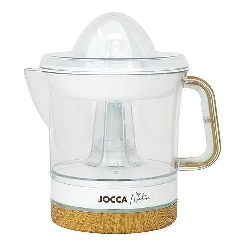 JOCCA - Exprimidor Eléctrico Línea Nature| 0.7 Litros| Doble Giro| Función por Presión| Desmontable para su Limpieza| Potencia 40W| Color Blanco