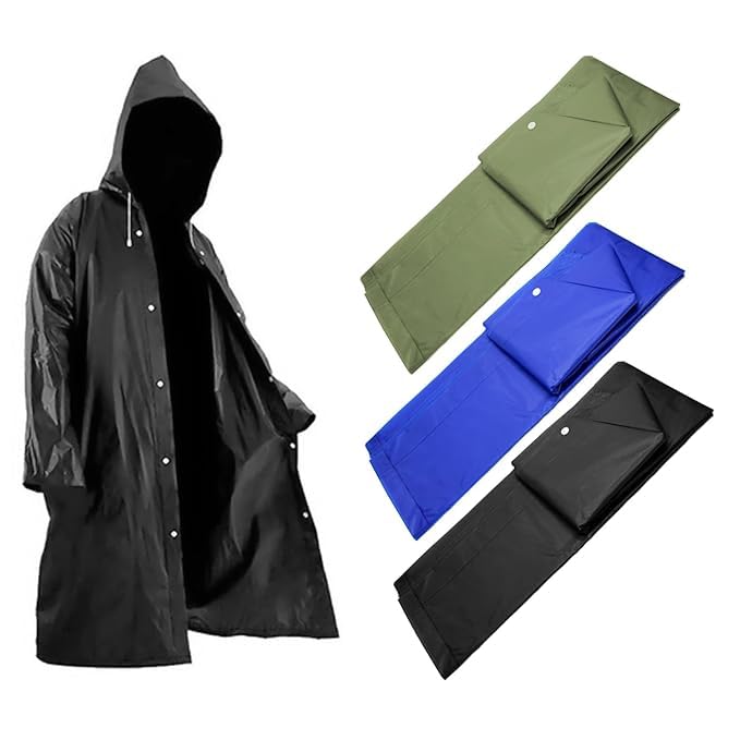 Reusable Waterproof Rain Coat with Hood and Drawstring for Men Women Boys and Girls (Multicolour)- 1 Pcs-image-4