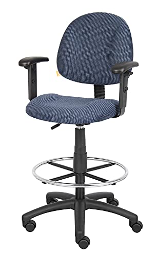 Boss Office Products Ergonomic Works Drafting Chair With Adjustable Arms In Blue #TOP7