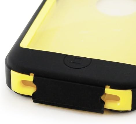 GEARONIC TM Black & Yellow Three Layer Silicone PC Case Cover Compatible with iPhone 4 4G 4S