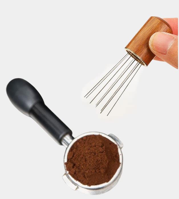 Aghi per agatore per caffè espresso Strumenti per la distribuzione dell'espresso da 0,4 mm Manico e supporto in legno naturale  15