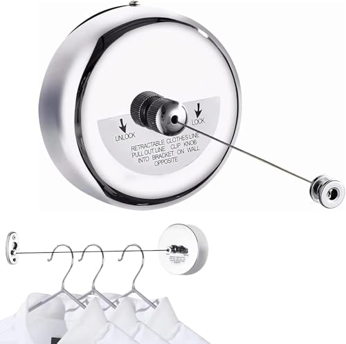 Gadget Deals Stainless Steel Retractable Clothesline | Cloth Drying Rope for Outdoor, Balcony, Bathroom