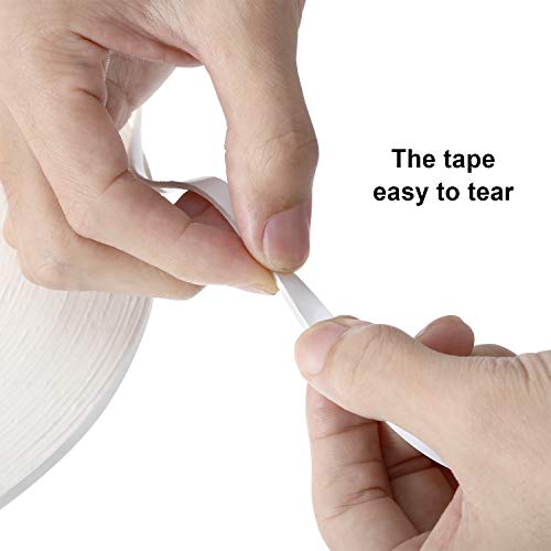 Image of Tatuo 2 Rolls Double Sided Foam Tape 1 /4 Inch by 50 Feet White PE Foam Tape Sponge Soft Mounting Adhesive for DIY Craft Picture Poster Hanging