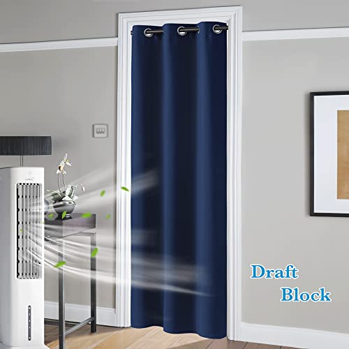 Image of RYB HOME Blackout Curtains Thermal Insulating Privacy Temporary Door Curtains for Bedroom Closet Doorway Accordion Door Interior Living Room Kids Nursery Dining, Wide 60 x Long 90 inch, Navy