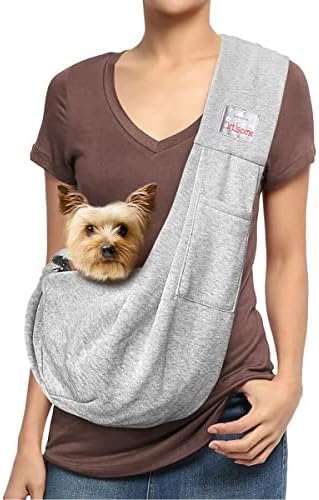 artisome Pet Dog Sling Carrier Reversible Adjustable Openning Travel Hand-Free Safe Bag Small Puppy Backpack (for 3-12 lbs, Grey)