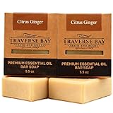 Traverse Bay Bath and Body, Citrus Ginger Premium Essential Oil Bar Soap, Natural Cold Process, 5.5 oz, Pack of 2