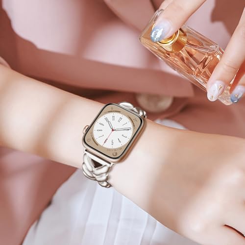 Image of VISOOM Bracelet Compatible for Series 11 /10 /9 /8 /se Apple Watch Band 46 /45 /44 /42 /41 /40 /38mm Series 7 /SE Women Dressy Luxury Wristband Jewelry Metal Watch Strap for iWatch Series 6 /5 /4 /3 /2 /1