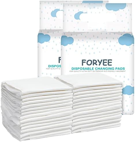 FORYEE Disposable Changing Pad Liners for Baby 17 x 13 Inches (50 Pack) Waterproof Underpads Soft Non-Woven Fabric Breathable Changing Pad for Changing Table - White