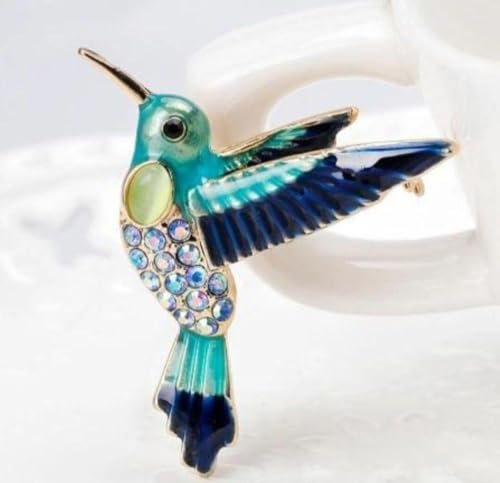 鳥のブローチ ハチドリ グリーン 青い鳥 鳥の雑貨HANAKOのサムネイル