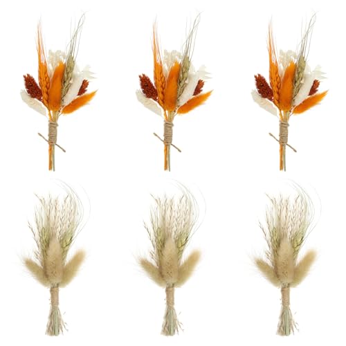 Mini Ramo de Flores Secas PATIKIL 6 Piezas Naranja/Marrón miniatura 1