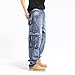 LUOBANIU Men's Baggy Jeans Hip Hop Loose fit 90s Vintage Cargo Denim Pants Fashion Dance Skater Skateboard Pants (1808-Light Blue, 44)
