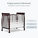 Dream On Me Violet 4-in-1 Convertible Mini Baby Crib & Changer & Storage in Espresso, Pinewood, GreenGuard Gold & JPMA, 1” Mattress Pad, 3 Mattress Heights, Converts to Mini Day & Twin-Size Bed