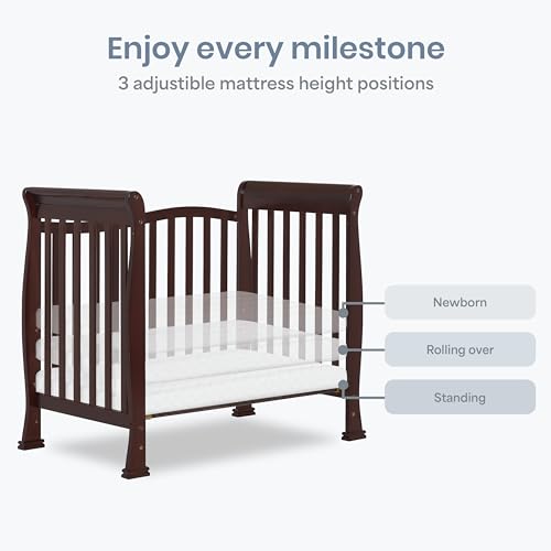 Dream On Me Violet 4-in-1 Convertible Mini Baby Crib in Espresso, Pinewood, 1” Mattress Pad, 3 Mattress Heights, Converts to Mini Day Bed & Twin-Size Bed, GreenGuard Gold & BSA Certified - image 6