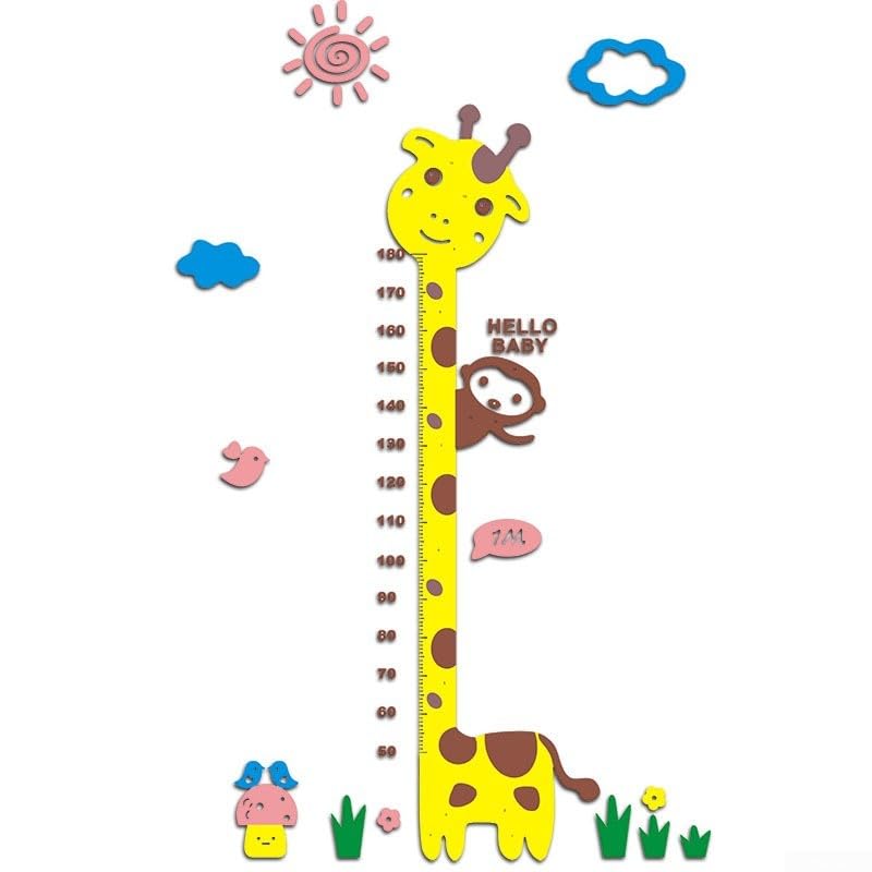 Sticker girafe et singe lavable en acrylique pour chambre d'enfant