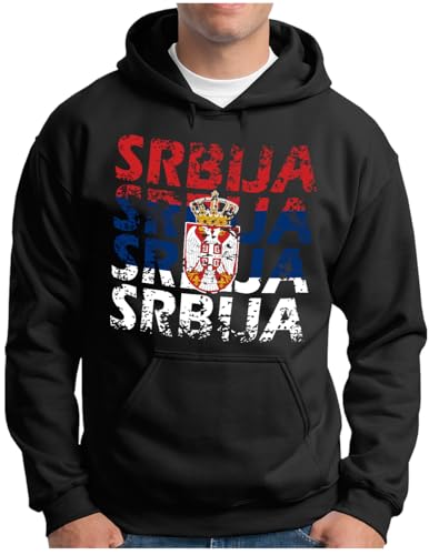Sweat à Capuche Serbie avec Poche Kangourou - Coupe Homme Textile Souple et Chaud