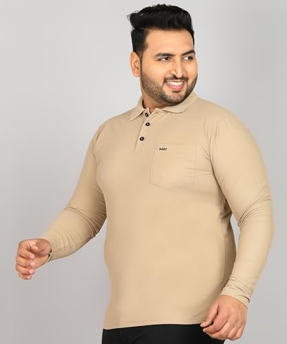 Image of INKKR Plus Size Men's Solid Polo Neck Full Sleeve T-Shirts