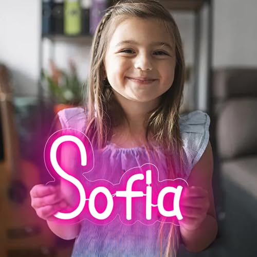 Image of Sofia Name Neon Sign for Wall Decor,LED Sofia Name Neon Light for Kids Bedroom,Birthday Party Decor,Neon Sign Sofia for Wall Decor,Sofia Birthday Decor for Girl,Size 9 * 5.9 inch(JTLD012-08)