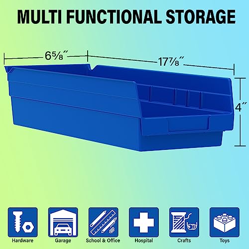 Akro-Mils 30138 Plastic Containers For Organizing And Storage Bins For Closet, Kitchen Cabinet, Or Pantry Organization, 18-Inch X 6-1/2-Inch X 4-Inch, Red, 12-Pack #TOP4