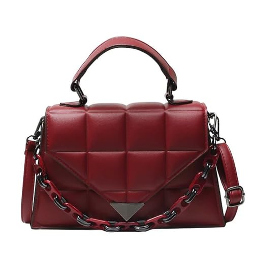 Small Quilted PU Leather Crossbody Bag for Women Quilted Purse Cresent Shoulder Bags Rhombus Pattern Handbags