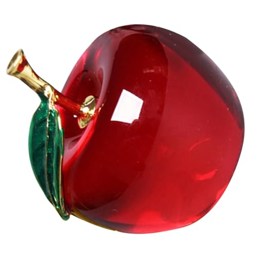 OSOLADY Statue Pomme en Cristal Rouge 60 Feuilles Dorées, Décoration de Bureau et Maison, Ornement Décoratif en Verre, Sculpture Élégante pour Présent et...