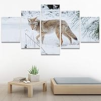SIGNWIN 5 Panel Canvas Wall Art Animals Black and White Dramatic Group Modern Artwork for Home Decorations Ready to Hang - 60