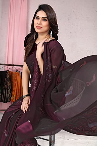 Image of MIRCHI FASHION Women Saree Chiffon Flower Print | Breathable Lightweight Sari for Office and Daily Use with Unstitched Blouse Piece (Available in 30 Styles)