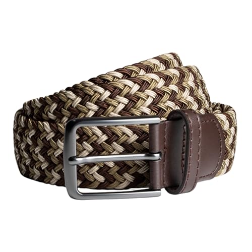 Elastic Stretch Golf Belt for Men – Big and Tall Braided Belt with Genuine Leather, 1.38