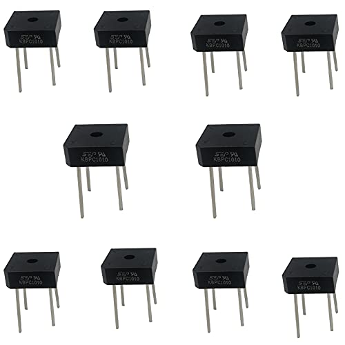 FAYLEZ 10PCS KBPC1010 Bridge Rectifier Silicon Diode Single Phase Full Wave 10 Amp 1000 Volt Electronic 4-Pin