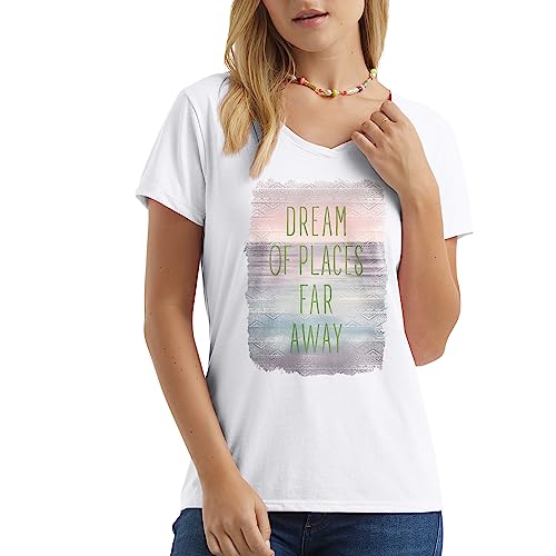 T-shirt femme en pur coton respirant avec col en V pour un confort sans frottement