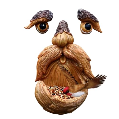 de pájaros con Cara de árbol, Estatua de Resina de Cara de Anciano, Escultura de de pájaros Salvajes, Decoraciones multifuncionales de jardín de árbol al Aire Libre, estatuas al Aire